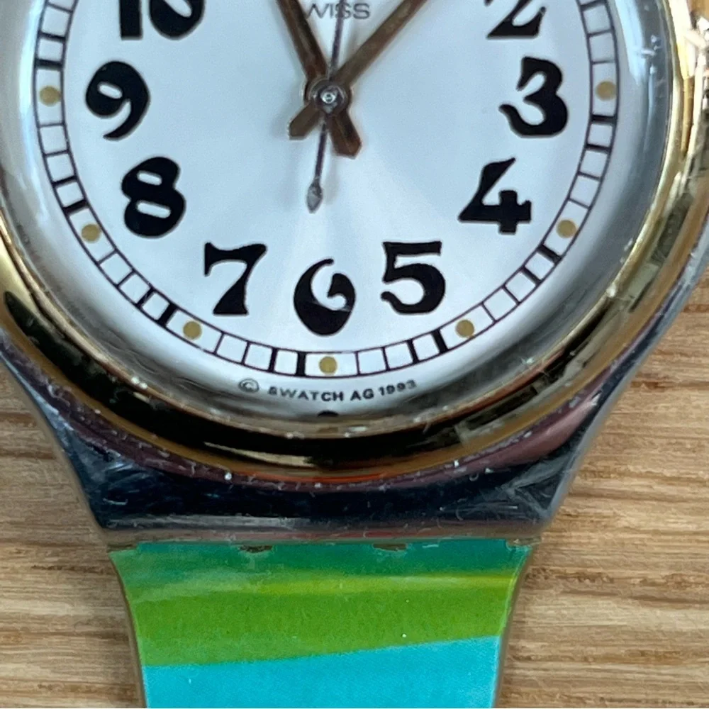 Swatch Irony Big Red Jack YGS100 1994 Vintage Watch With Stripe Band NOT WORKING